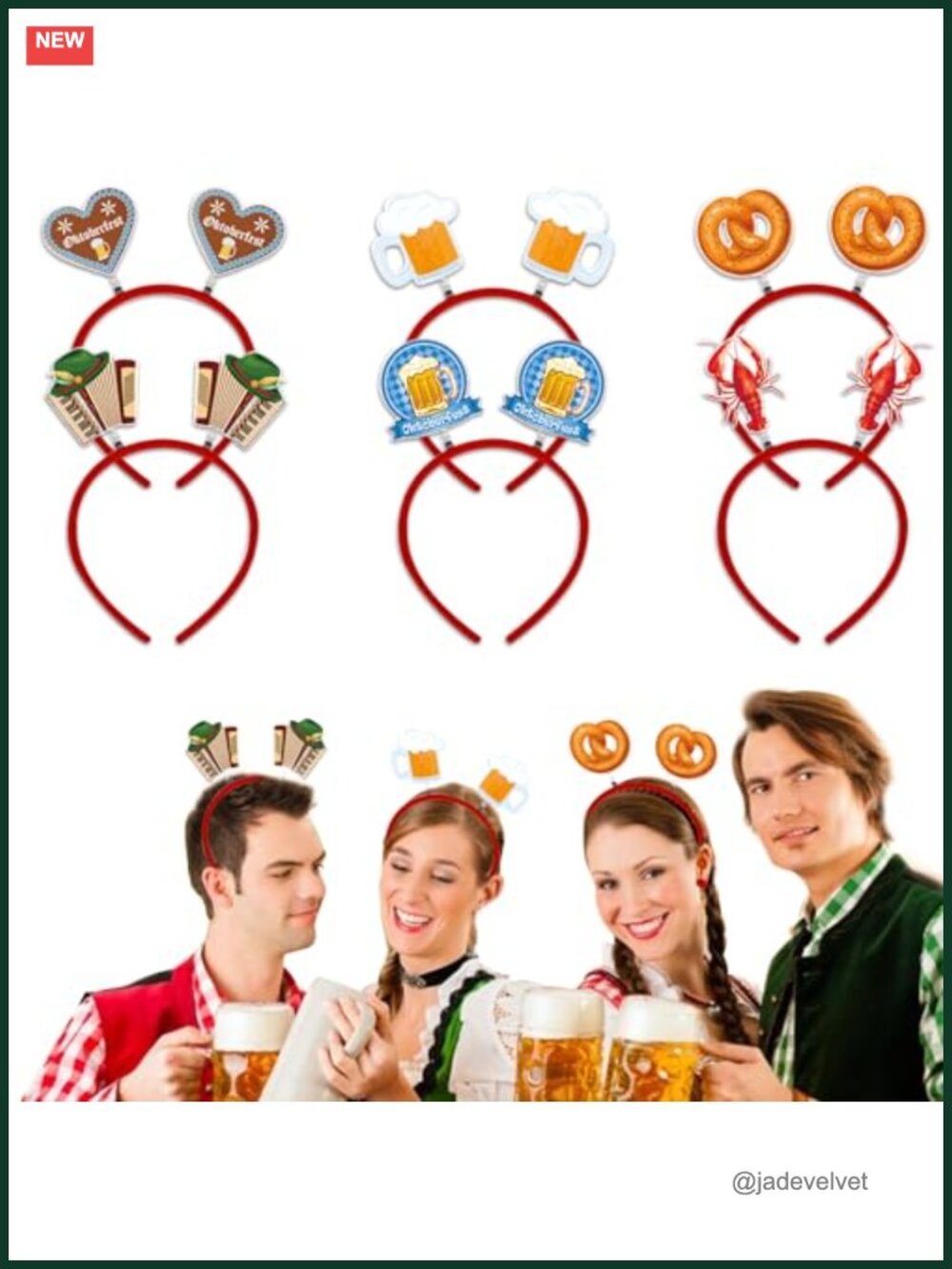 Oktoberfest Headbands Set of 6 Adult Costume Accessories Adjustable